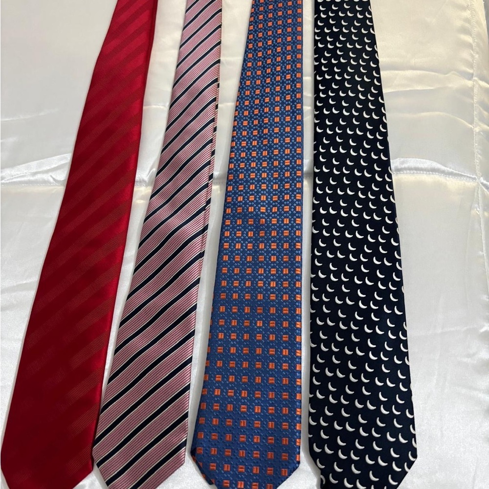 Stylish Men's Tie Set - Red, Pink, Blue, Navy